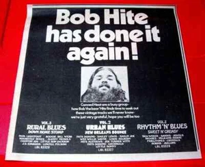 Bob Hite/Canned Heat Vintage ORIG '70 Press/Mag ADVERT 7.5"x 7"Rural/Urban Blues - Picture 1 of 3