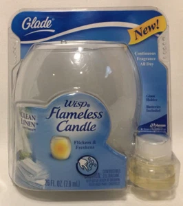 Glade Wisp Flameless Candle CLEAN LINEN Flickers DISCONTINUED HTF AUTHENTIC NEW - Picture 1 of 4