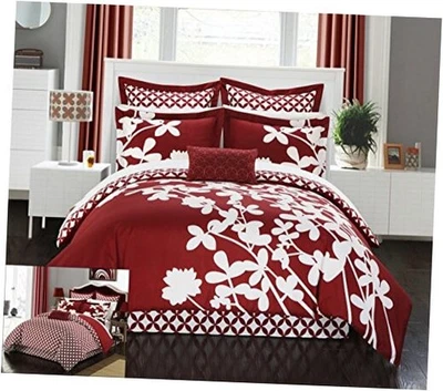  7 Piece Iris Reversible Large Scale Comforter Set King King Comforter Red - Image 1 of 4