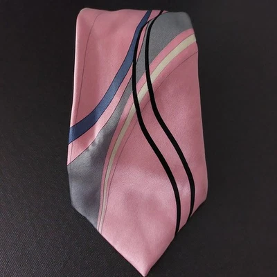 Van Heusen розовый мужской галстук 100% шелк ручной работы геометрический 56" - Изображение 1 из 4