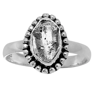 Premium Herkimer Diamond - USA 925 Sterling Silver Ring s.8 Jewelry R-1071 - Picture 1 of 5
