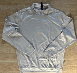 NWT Full Turn LUXTEC Mens Golf Sweater L Gray Two Sided Fabric Luxury 1/4 Zip - Picture 1 of 15