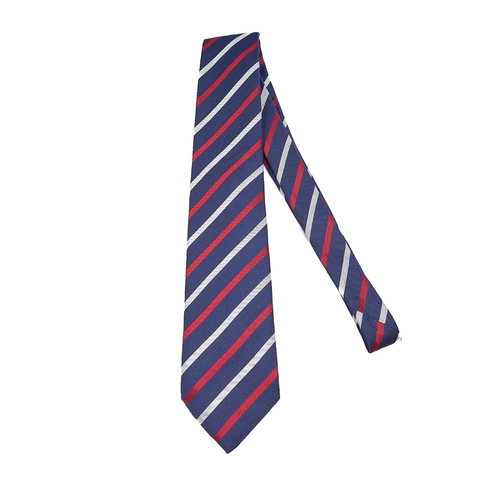 Corbata ERMENEGILDO ZEGNA 100% Seda Azul Marino Rojo Blanco Repp Raya Diagonal Italia 61" Foto 1 de 4