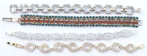 Lot of 4 Crystal Gold tone & Silver tone Toggle Bracelets - Picture 1 of 2