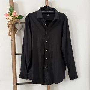Camicia elegante Psycho Bunny slim fit nera con bottoni taglia 16 1/2 34 35 - Foto 1 di 9