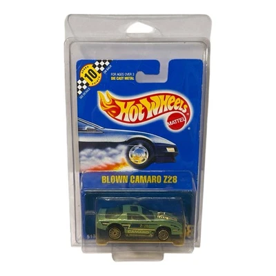 Tarjeta azul vintage Hot Wheels soplada Camaro Z28 verde azulado sellada 1990 #58 cromo UH Foto 1 de 4