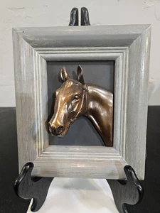 Vintage 3D Framed Bronze Horse Bust - Picture 1 of 6