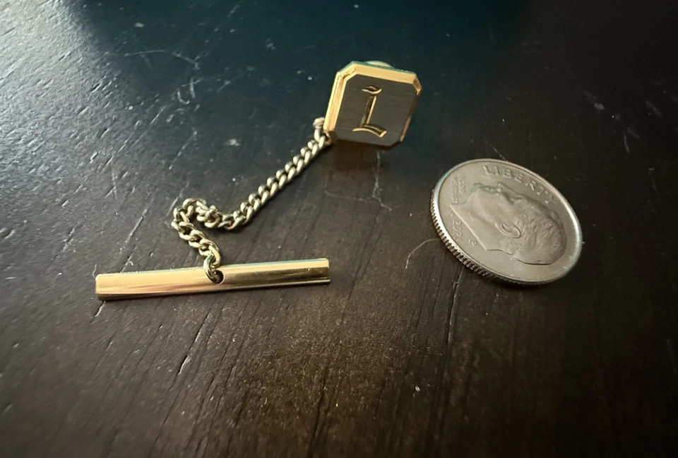 Vintage Letter Initials L Silver & Gold Tone Monogram Lapel Tie Tack Pin vg - Image 1 of 1