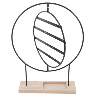 Rotating Metal Jewelry Display Stand Multi Tier Earring Organizer Rack Black - Image 1 of 4