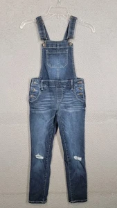 Girls Size 8 Denim Overalls Bib Sleeveless Skinny Jeans Slim Leg Jumpsuit SO - Picture 1 of 8