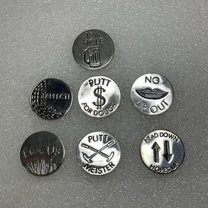 Lote de 7 marcadores de pelotas de golf Newman Marcus en tono plateado en bolsa de tela OldGnu - Imagen 1 de 15