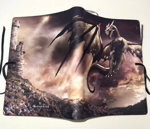 Diario Italiano de Cuero "Castillo del Dragón" Diario Forrado de Cuero Impreso, ¡NUEVO! - Imagen 1 de 5