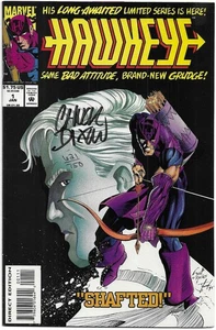 Hawkeye #1 MARVEL COMIC BOOK Chuck Dixon AUTOGRAPHED DF COA 1993 Avengers direct - Picture 1 of 3