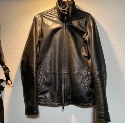 John Varvatos USA Leather Jacket Men's S Black Double Zip Moto Style Used - Image 1 of 4