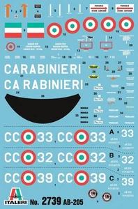AB 205 WEAPON OF THE CARABINIERI 1973 4th core PISA sheet decal sc 1/48 Italeri - Picture 1 of 2