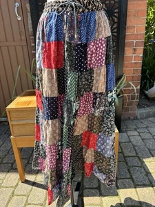 Vintage style patchwork skirt / hippie boho maxi skirt Small - Picture 1 of 6