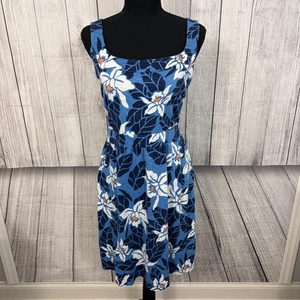 Tommy Bahama Damen Large blau Olympias Bloom Fit & Flare ärmelloses Leinenkleid - Bild 1 von 7