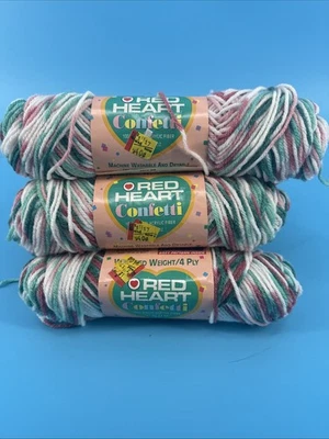 Red Heart Confetti Yarn Baby #73 Random  Rose Vintage Worsted Acrylic - Lot Of 7 - Image 1 of 4