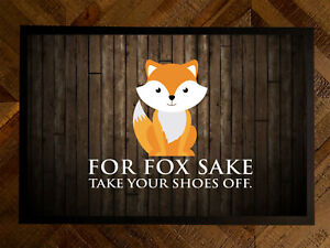 Tapis de porte Fox Sake Enlevez vos chaussures effet bois dans la porte 60 x 40 cm tapis