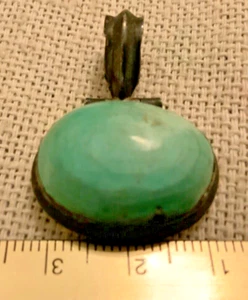 925 sterling silver huge 20mm semiprecious Green stone cabochon patina handmade - Picture 1 of 10