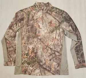 Cabela’s Lightweight Camo 1/4 Zip Men’s Large ZONZ Woodland DRI RELEASE Hunting - Picture 1 of 7