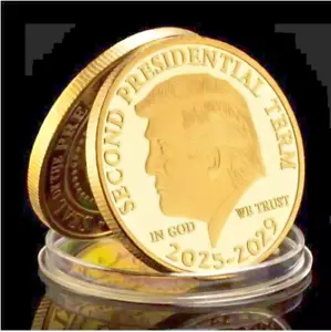 Donald Trump Goldmünze vergoldet Sammlermünze und Etui dabei 45 & 47 - Bild 1 von 6