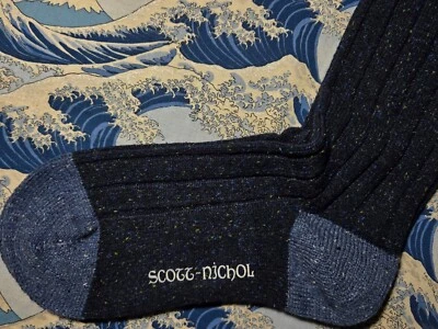Scott-Nichol Pantherella Mens English Wool Silk Socks Navy Fleck 6-9 EU39-43 £18 - Image 1 of 4