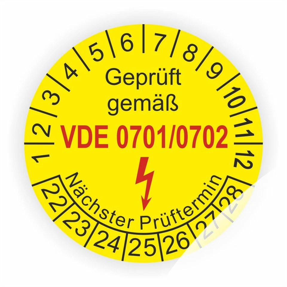 PRINTENGEL Prüfplaketten Geprüft gemäß VDE 701 / 702 Ø:20-30mm Staffelpreise Plaketten