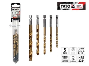 YATO HSS METALLBOHRER SATZ 5-tlg TITAN-BESCHICHTET 1/4" BIT SECHSKANT-AUFNAHME - Bild 1 von 4