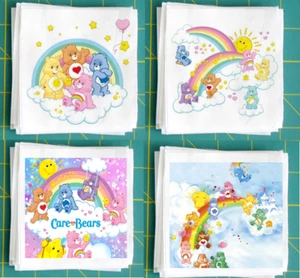 Set of 4 Care Bears 8x8 inch Fabric Panel for Quilting Crafting Sewing - Picture 1 of 6