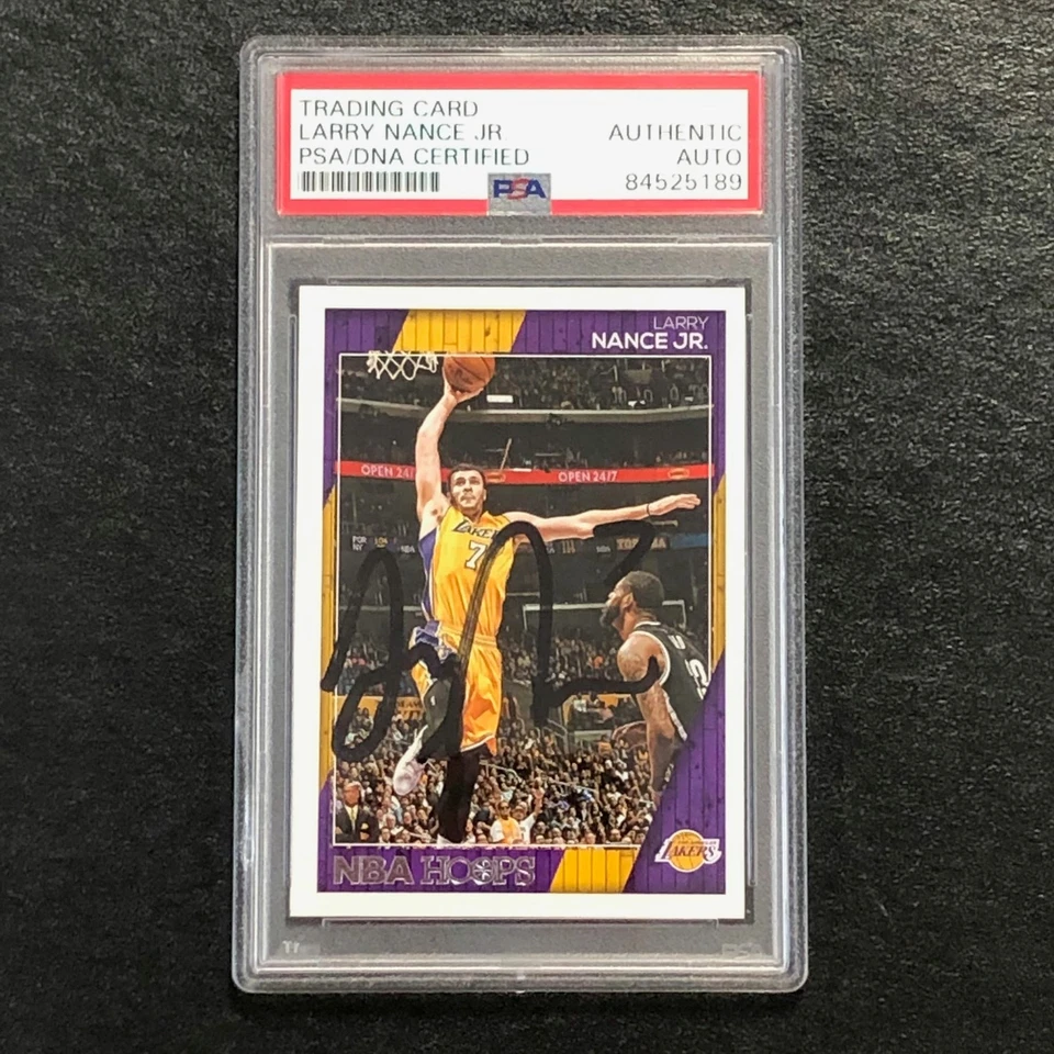 2016-17 NBA Hoops #73 Larry Nance Jr. Signed Card AUTO PSA Slabbed Lakers - Image 1 of 2