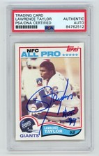LAWRENCE TAYLOR "HOF 99" Signed 1982 Topps ROOKIE Card #434 + PSA AUTO