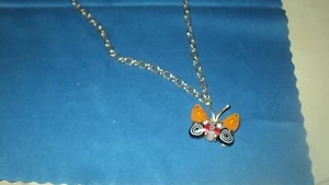 ITALIAN YELLOW GOLD 14k NECKLACE MURANO GLASS BUTTERFLY PENDANT*43cm - Picture 1 of 4
