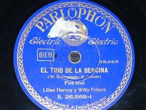 GERMAN 78 rpm RECORD Parlophon LILIAN HARVEY & WILLY FRITSCH Trío de la Bencina - Picture 1 of 2