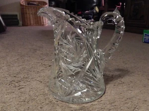 Vtg American Brilliant Sawtooth Cut Crystal Glass Pitcher Pinwheel Hobstar Heavy - Picture 1 of 22