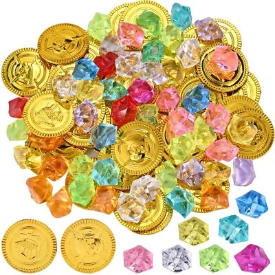GOLDGE 100 Stk. Goldmünzen Piratenschatz Set mit 50 Goldmünzen Kinder und 50 Pirat...