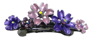 Crystal Flower Barrette Hairclip w. French Clip Clasp Lovely Colors YY86400-12 - Picture 1 of 19