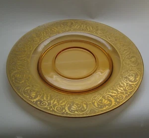 Gold Encrusted Wide Band Amber Underplate/Serving Plate 11.5" - Picture 1 of 3
