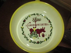 MCM Vintage LIDDED Brock of California GIRL MILKING COW Ceramic SKILLET Cook PAN - Picture 1 of 8
