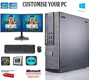 Dell Gaming & Dual Screen i5 / i7 Desktop/Tower PC Win 10 ,16 GB,GT-1050 TI 4GB - Picture 1 of 2