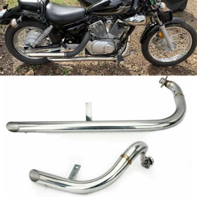 Polish Full Shots Staggered Exhaust Pipes Virago 125 250 XV125 XV250 For Yamaha - Image 1 of 4