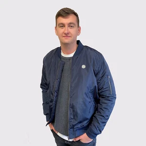 Le Breve MA1 Quilted Mens Casual Designer Bomber Jacket Navy - Picture 1 of 4