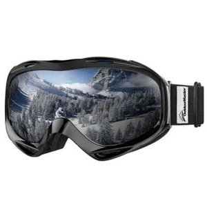 OutdoorMaster OTG XS Ski Goggles Adult Size Black Frame Silver Revo Lens NEW - Picture 1 of 2