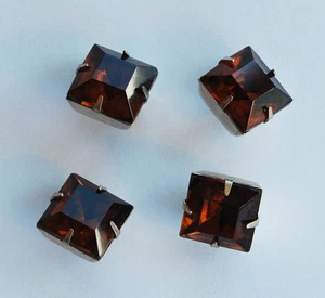 VINTAGE SQUARE GLASS BUTTONS • 12mm • SILVER SHANK • ASSORTED COLORS - Picture 1 of 13