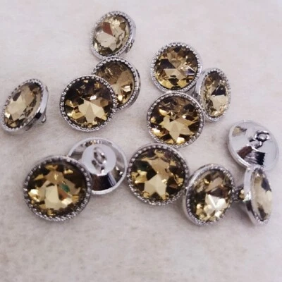 10Pcs 15mm DIY Glass Crystal Rhinestone Buttons with Shank Sewing Clothes Decor - Image 1 of 4