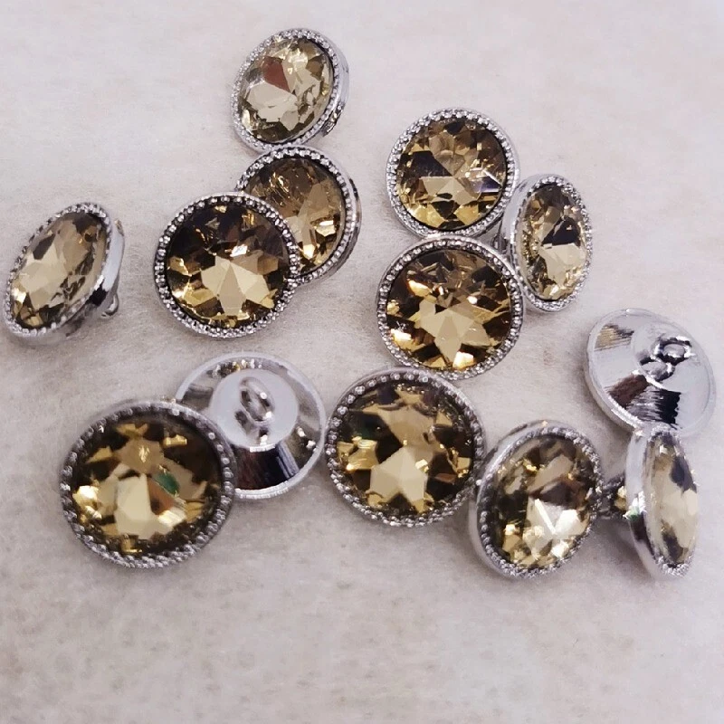 10Pcs 15mm Glass Crystal Rhinestone Buttons with Shank Sewing Clothes Shirt - Image 1 of 4