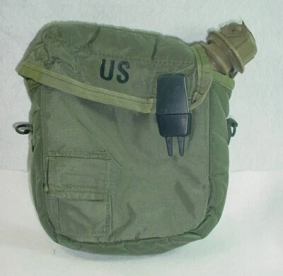 CANTEEN 2 QT QUART & 2QT OD COVER CARRIER US Military Army NO STRAP USED - Image 1 of 4