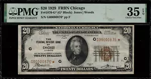 1929 $20 Federal Reserve Bank Note - Chicago - Star Note FR.1870-G* - PMG 35 EPQ - Picture 1 of 2