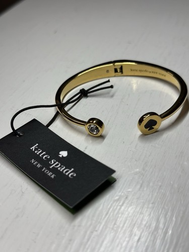 KATE SPADE Bracciale Cerniera Aperta Spot The Vanga Metallo Placcato Oro con Pietre di Vetro