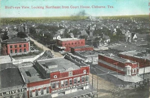 Tarjeta postal de ocupación de Cleburne Texas Birdseye View Court House c1910 25-5441 - Imagen 1 de 2